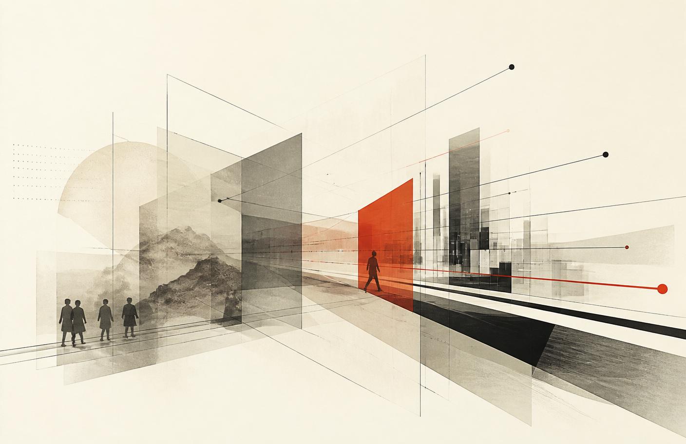 Abstract composition representing measured, phased technology change